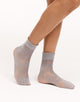 Walkpop Fae Floral Socks Ruffle Ankle Socks with Pattern Detail in color Light Grey and shape socks