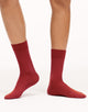 Walkpop Carley Core Socks Solid Dress Socks With Top Trim in color Cherry Red and shape socks