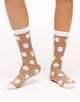 Walkpop Sophie Polka-Dot Socks Mid Calf Socks with Sheer Detail in color Poudre and shape socks
