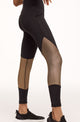 Walkpop Stella Shine Legging Activewear Legging with Gold Power Mesh Detail in color Meteorite and shape legging