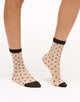 Walkpop Mini Polka-Dot Socks Mid Calf Socks with Sheer Detail in color Linen and shape socks