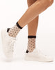Walkpop Mini Polka-Dot Socks Mid Calf Socks with Sheer Detail in color Linen and shape socks