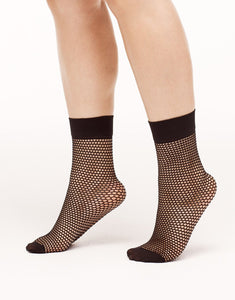 Walkpop Mary Lou Socks Mid Calf Socks with Mesh Detail in color Black and shape socks