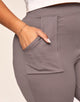 Walkpop Pippa Ponte Pant Wear to Work Semi-Straight Leg Pant in color Mystic Mud and shape pant
