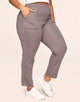 Walkpop Pippa Ponte Pant Wear to Work Semi-Straight Leg Pant in color Mystic Mud and shape pant
