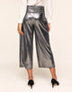 Walkpop Celine Culotte Woven Silver Metallic Party Pant in color Grey and shape pant