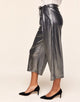 Walkpop Celine Culotte Woven Silver Metallic Party Pant in color Grey and shape pant