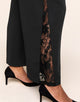 Walkpop Lola Lace Pant Woven Lace-Detail Wide-Leg Pant in color Noir and shape pant