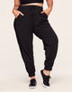 Adore Me Hila Casual-Fit Sweatpant With Lace Detail in color Noir and shape pant