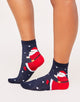 Walkpop Holiday Cheer Santa Tube Socks in color Dark Navy and shape socks