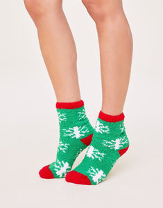Walkpop Fuzzy Snowflake Fuzzy Snowflake Socks in color Green Come True (Walkpop_Green Come True) and shape socks