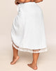 Walkpop Catalina Cover-Up Skirt Cotton Swimsuit Cover-Up with Tassels in color Blanc and shape skirt