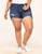 Walkpop Daisy Denim Short High-Waist Denim Short in color Blue Indigo and shape short