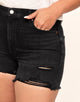 Walkpop Delilah Denim Short High-Waist Denim Short in color Noir and shape short