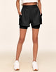 Adore Me Selina 2in1 Short Two Layer Active Short with Pockets in color Noir and shape short
