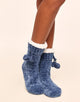 Walkpop Fleece Lined Slipper Sock in color Blue SMW2101C and shape socks